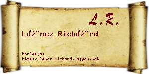 Láncz Richárd névjegykártya